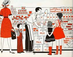Vintage Illustrations In The Public Domain From Let S Go To The Supermarket Grocery Store Vintage Housewife Supermarket