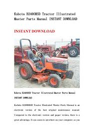 Kubota B2400 Hsd Tractor Illustrated Master Parts Manual Instant Down