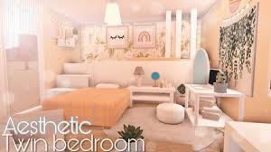 Also i have no clue what happened to the footage of the pink bedroom speedbuild but i do include it in the tour at the end. Roblox Bloxburg Aesthetic Twin Bedroom 18k Build Youtube