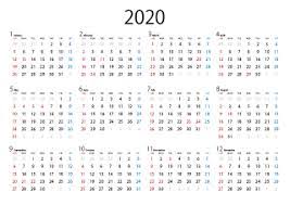 縦長の2020年カレンダーの無料イラスト素材 イラストイメージ カレンダーテンプレート カレンダー シンプル 1月 カレンダー