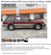 2004 Subaru Outback (116k miles) < $4000...good idea? Lack ...