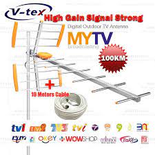 Some may only pick up uhf signals. V Tex High Gain Mytv Digital Outdoor Tv Antenna Aerial For Dvbt2 Hdtv With 10 Meters Cable