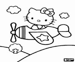 Hello kitty online (sanrio digital). Kleurplaat Hello Kitty In Een Klein Vliegtuig Kleurplaten