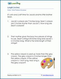 In some cases 3 or more numbers will be added or subtracted to/from each other. Length Word Problems For Grade 1 K5 Learning