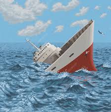 businessmen jumping off sinking ship