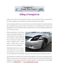 Where can i sell a damaged car? Selling A Damaged Car