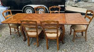 French country kitchen & dining room tables : Vintage Antique French Country Oak Dining Table 6 Chairs Ebay