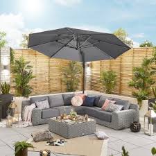 Apollo banana cantilever parasol with built in led lights. Chimes Galaxy Grey 3 5m Round Cantilever Parasol With Led Lights