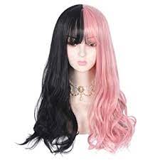 Many people who experience hair loss determine that hair restoration is for them. Amazon Com 24 Half Black Half Pink Long Cosplay Wig With Bangs Lolita Wavy Harajuku Cute Daily Party Women Girls Costume Hair Halloween Birthday Gifts Clothing Shoes Jewelry