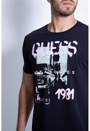 Camiseta Silk Sta Monica Guess Preto