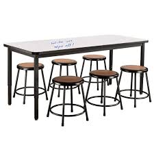 Dry Erase Height Adjustable Table With 6 Black Frame Stools In 2020 Adjustable Table Adjustable Height Table Height Adjustable