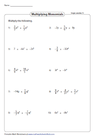 Multiplying Monomials Multiplying Polynomials Polynomials Worksheets