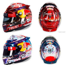 A helmet worn by sebastian vettel fetched a staggering £58,000 when it went under the hammer at bonhams in oxford on monday. Parc Ferme On Twitter Sebastian Vettel S 2013 And 2014 Japanese Helmets Http T Co 8rrbbrsmq6