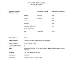 Term sheet startup template