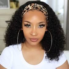 Natural black human hair wigs can be dyed into other colors. Amazon Com Headband Wig Curly Human Hair Wig None Lace Front Wigs For Black Women Deep Wave Machine Made Wigs Natural Color 150 Density 14inch Beauty