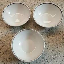 New in box johann haviland china victorian rose pattern compote dish with saucer. 3 Johann Haviland Bavaria Germany White Soup Bowls Silver Trim 4 1 2 Ebay