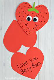 Now that your baby is one year older, they could actually be interested in making cute cards with you and sending them to their extended family and friends. Strawberry Valentine Day Card