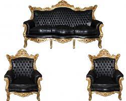 Product was successfully added to your shopping cart. Casa Padrino Baroque Living Room Set Master Black Gold Leather Sofa Mod2 3 Seater Sofa 2 Armchairs