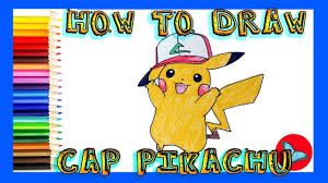 Detective hat pikachu will be available from tuesday, may 7 at 1:00 pm pacific time to friday may 17 at 1:00 pm pacific time. How To Draw Cap Pikachu From Pokemon Coloring And Drawing For Kidsoloring And Drawing For Kids Youtube