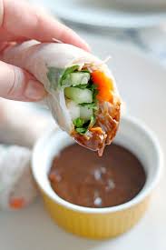 Vietnamese Shrimp Spring Rolls With Spicy Hoisin Peanut Sauce Vegan Friendly Recipe Shrimp Spring Rolls Spring Rolls Spring Roll Dipping Sauce