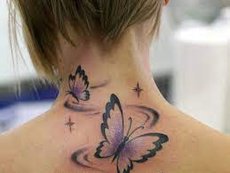 Springtime Back Of Neck Tattoo Neck Tattoo Butterfly Tattoo Designs