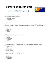 September is the month in which autumn begins in many countries of the . September Trivia Quiz Trivia Champ