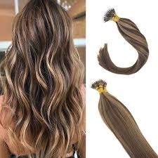 Ash blonde highlights with a soft greyish undertone is a fascinating way to take a break from the brown hair color. Remy Human Nano Ring Hair Extensions Dark Brown With Caramel Blonde Highlights Sunnyhair