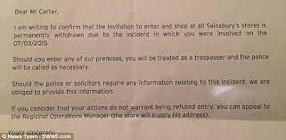 If you have transcribed a letter for someone, you can inform the reader this way: Sainsbury S Bans Man From Any Store In Britain After He Bumped Shopper With Mobility Scooter Daily Mail Online