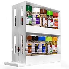 Lyvanas Gewurzregal Stehend Weiss Praktisches Gewuerzregal In Schmal Und Ausziehbar Platzsparender Gewurzhalter Schrank Organizer Speicherideen Gewurzregal