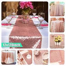 Rose Gold Sparkly Sequin Table Cloth Runner Tablecover For Party Wedding Birthday 30x305cm 12 X 120 Inch Wish Rose Gold Table Rose Gold Table Runner Rose Gold Fabric