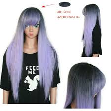 One of the best qualities of dip dyed hair is that regardless of whether you have blonde or brown hair. Brand Yumi Hair 28 Purple Black Ombre Color Highlight Long Straight Dip Dye Lady Fashion Cosplay Party Full Synthetic Wig Wish