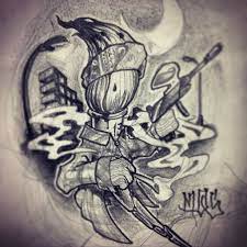Reminiscent of a film negative, with an image of whites, grays, and blues on a black background, you have this style of tattoo. Gangster Cartoon Tattoo Designs In 2021 Tattoo Designs Tattoos Cartoon Tattoo