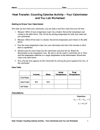 Great for partner work and math stations! Fillable Online Heat Transfer Counting Calories Activity Your Calorimeter And Fax Email Print Pdffiller