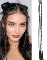 Clip avec extensions de cheveux bruns tressés
