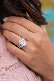 Vintage Engagement Ring Chevron Wedding Band Set Marquise Halo Vintage Engagement Wedding Rings Chevron Wedding Band Set Wedding Rings Vintage
