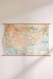 Hanging Vintage Usa Map In 2021 Vintage Usa Map Map Decor Map