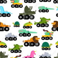 The great collection of monster truck backgrounds for desktop, laptop and mobiles. Monster Truck Animal Pattern Seamless Cartoon Car Beast On Big Royalty Free Cliparts Vectors And Stock Illustration Image 136797956
