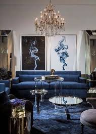 Gorgeous Chic Blue Living Room Decor With Navy Blue Velvet Comfy Sofa And Glam Decor Blue Living Room Decor Blue Furniture Living Room Blue Sofas Living Room