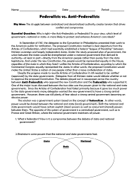 Federalist Vs Anti Federalists Historical Heads