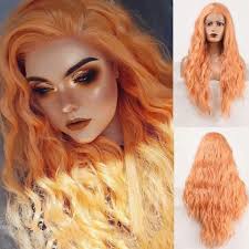 24” Orange Middle PartWavy Lace Front Wig *NEW*