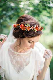 Our range includes headbands, crowns and hair pieces. Wedding Hairstyles Fall Flower Crown Fall Headband Orange Hair Wreath Autumn Floral Crown Fall Beauty Haircut Home Of Hairstyle Ideas Inspiration Hair Colours Haircuts Trends