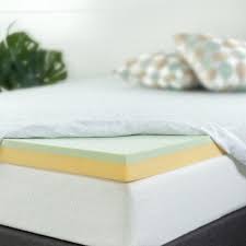 Zinus 3 In Green Tea Queen Short Memory Foam Mattress Topper Green Yellow Memory Foam Mattress Topper Foam Mattress Topper Mattress Topper
