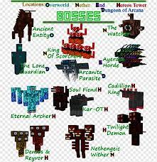 A buffet of various mobs is on display in this mod, almost all of them looking to eat players for breakfast. Minecraft Boss Mob Mod Game Florence Y All Water Tower Png Pngwing
