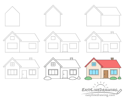 In this video you will find a simple and easy lesson on how to draw a house step by step. How To Draw A House Step By Step Easylinedrawing