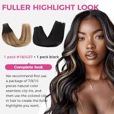 Lashey Ombre Balayage Ash Brown Highlighted Honey Blonde Seamless Clip in  Hair Extensions Human Hair with Natural Black Dark Roots 4pcs 48g Highlight  ...