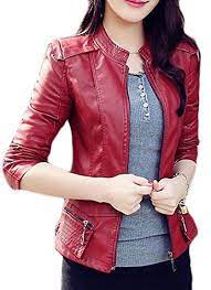 Arrive Guide Women S Solid Biker Short Faux Leather Slimstylish Jacket Coat Wine Red S Leather Jacket Outfits Leather Jackets Women Retro Fashion Outfits