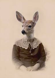 Audrey Vintage Deer Print Anthropomorphic Animals In Clothes Etsy Whimsical Art Anthropomorphic Animal Art