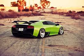 Bagged Lambo On Vintage Hre 454 By Stanceworks Lamborghini Murcielago Lamborghini Green Lamborghini