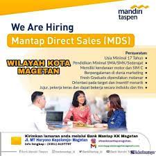 Check spelling or type a new query. Lowongan Kerja Mantap Direct Sales Bank Mandiri Taspen Magetan