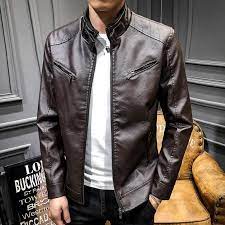 Spring Men S Leather Coat Korean Style Slim Fit Youth Leather Leather Jacket Mens Leather Coats Leather Jacket Style
